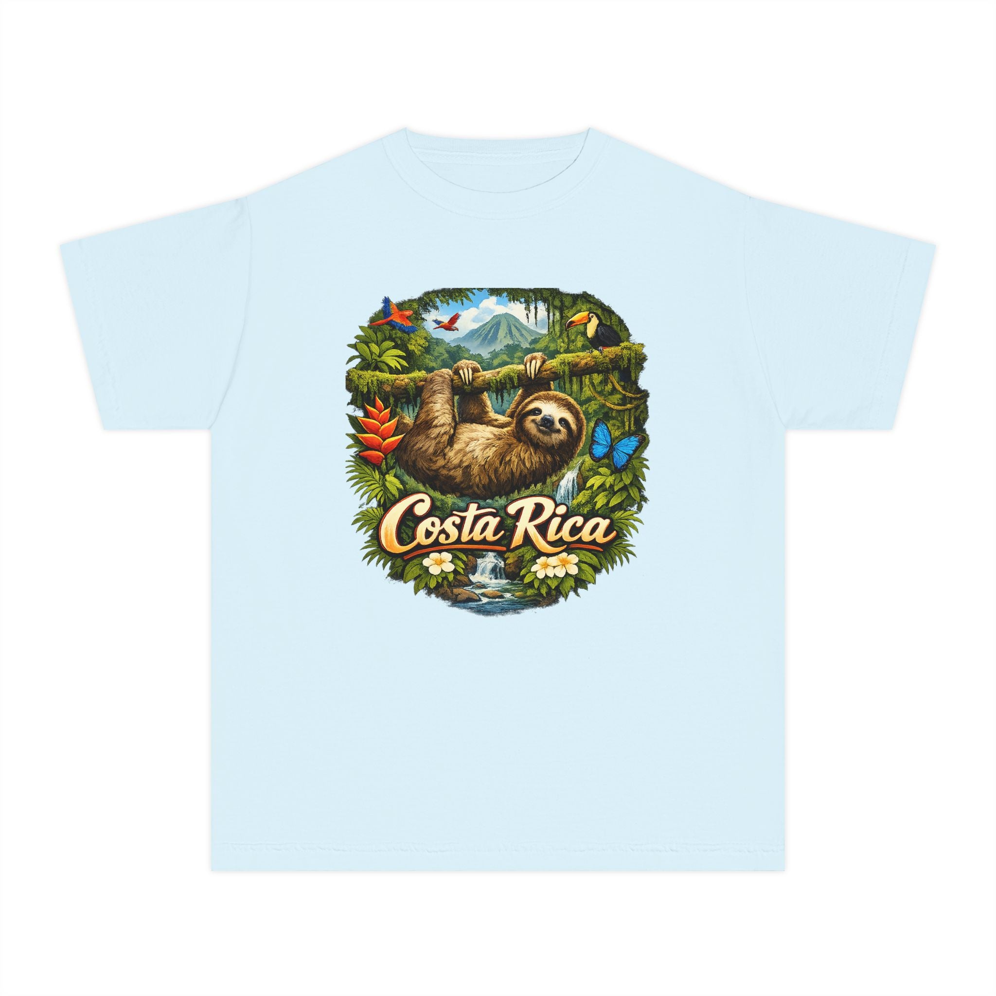 Costa Rica Sloth Youth Tee — Tropical Wildlife Kids T-Shirt