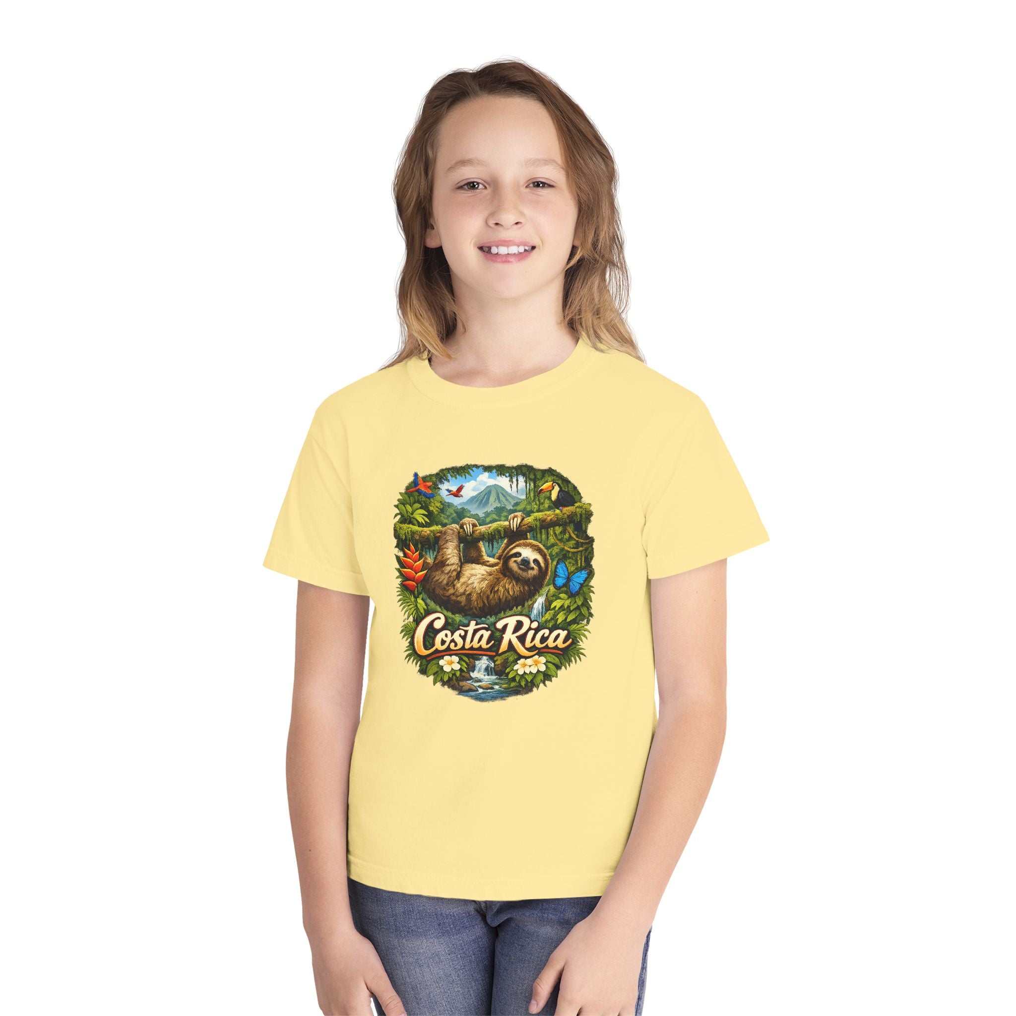 Costa Rica Sloth Youth Tee — Tropical Wildlife Kids T-Shirt