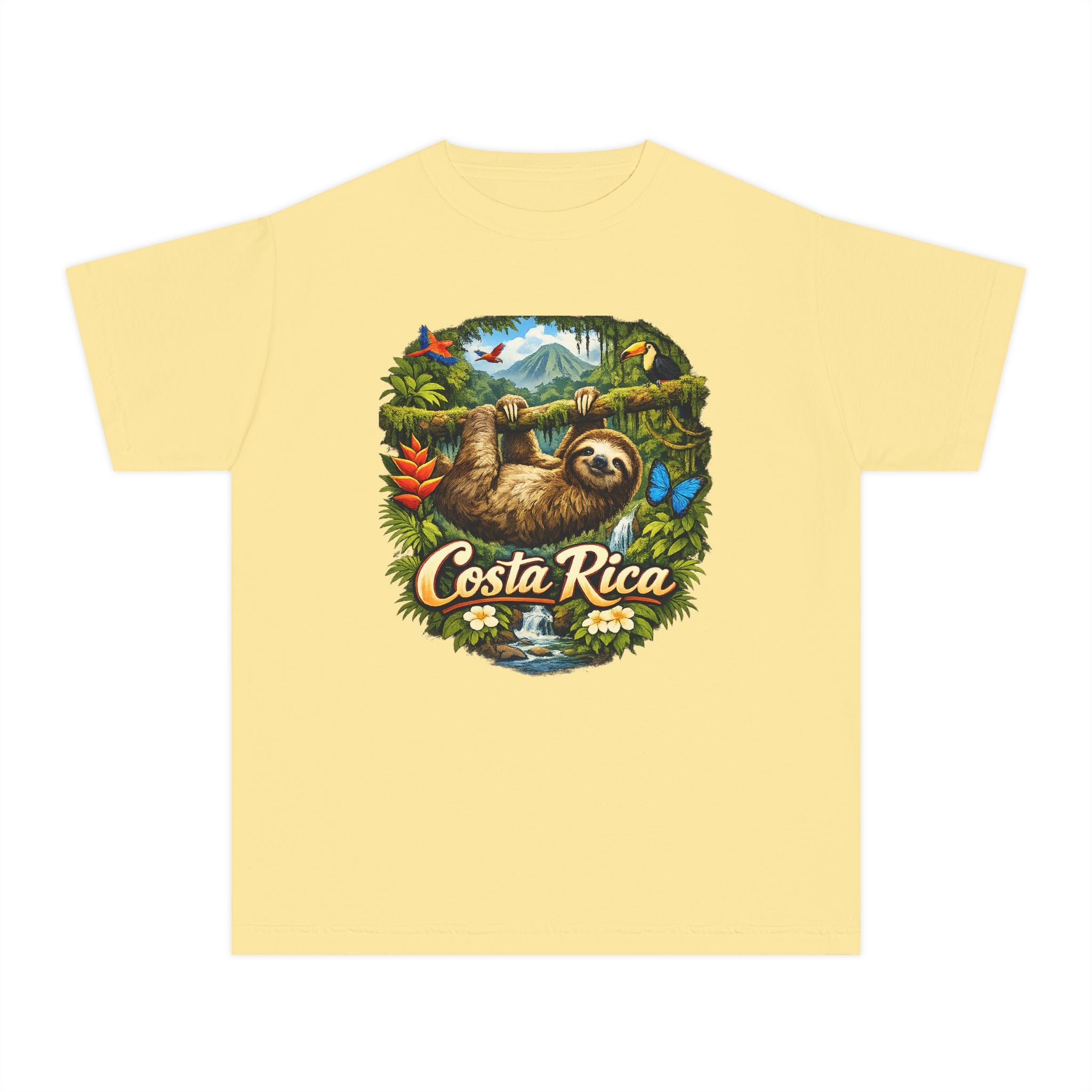 Costa Rica Sloth Youth Tee — Tropical Wildlife Kids T-Shirt