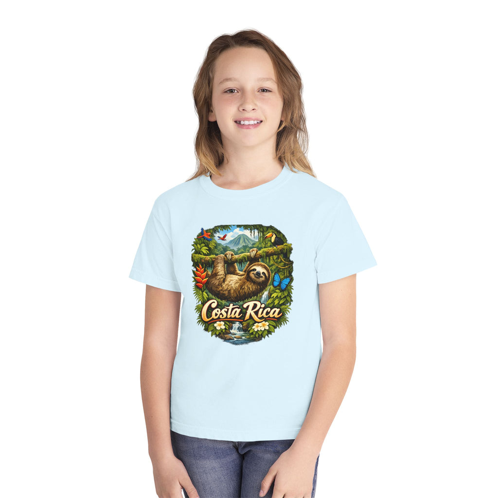 Costa Rica Sloth Youth Tee — Tropical Wildlife Kids T-Shirt