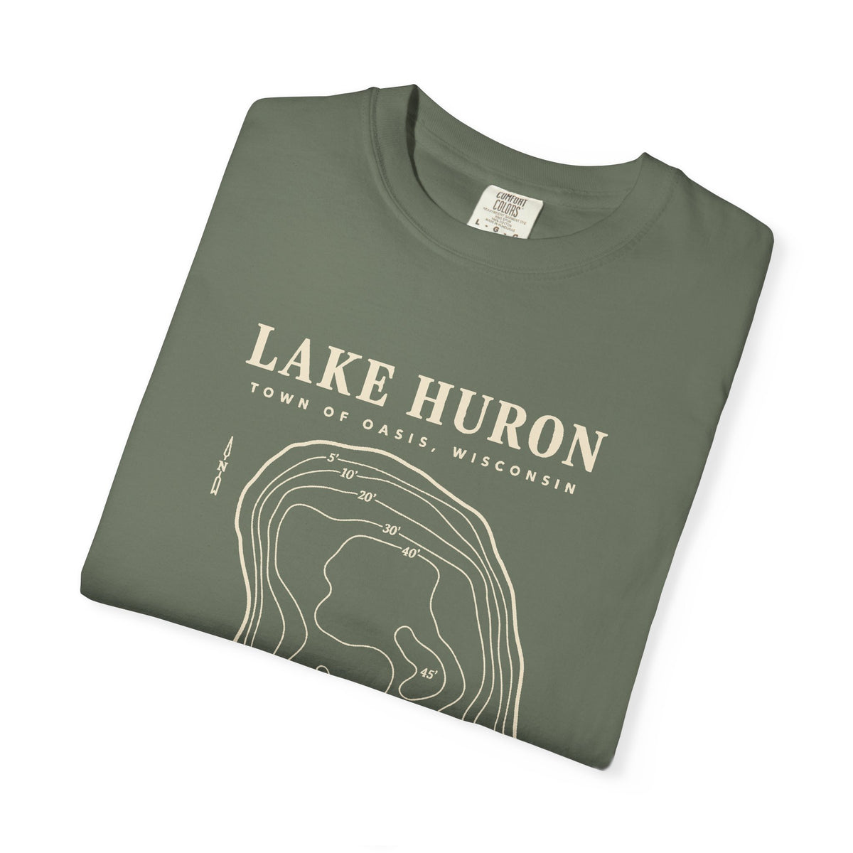 Lake Huron Field Survey Adult T-Shirt - Town of Oasis, Wisconsin