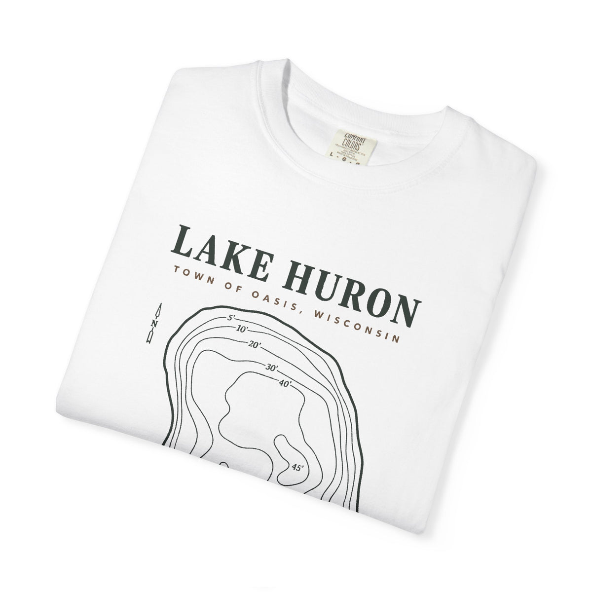 Lake Huron Field Survey Adult T-Shirt - Town of Oasis, Wisconsin