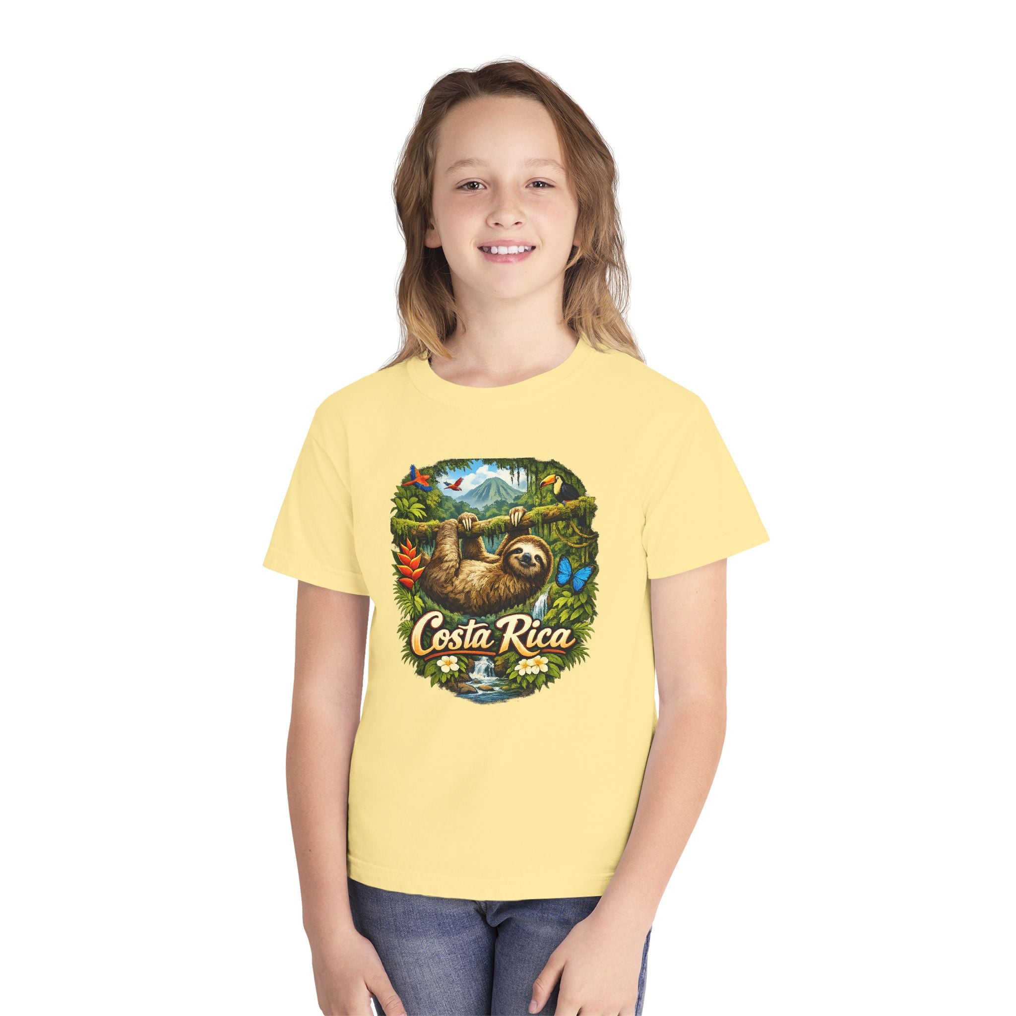 Costa Rica Sloth Youth Tee — Tropical Wildlife Kids T-Shirt