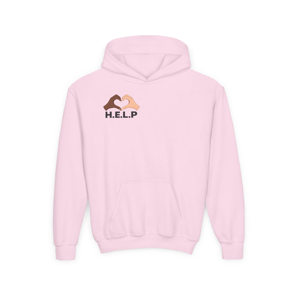 Kids H.E.L.P. Heart Logo Hoodie | Help Everyone Live Peacefully Sweatshirt