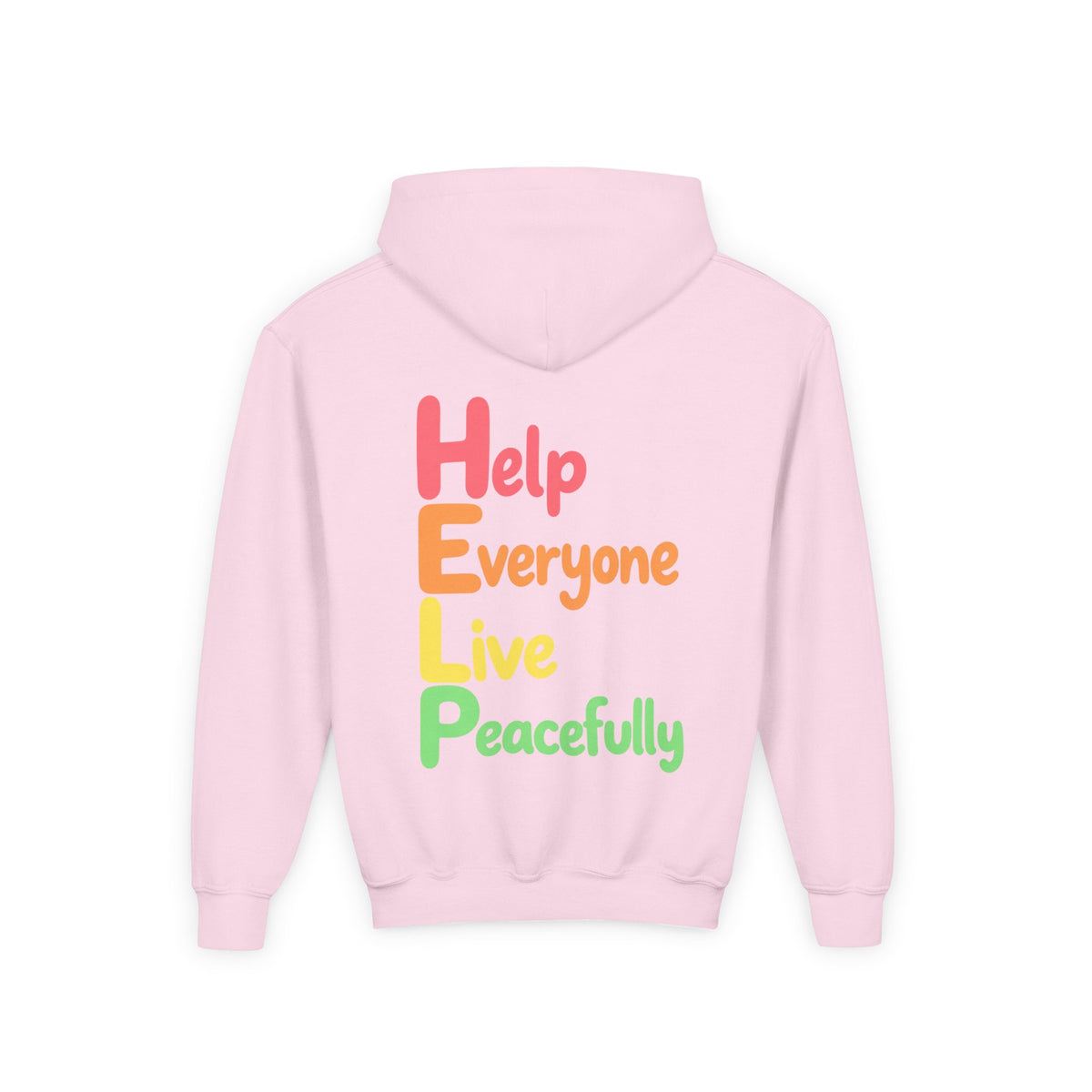 Kids H.E.L.P. Heart Logo Hoodie | Help Everyone Live Peacefully Sweatshirt