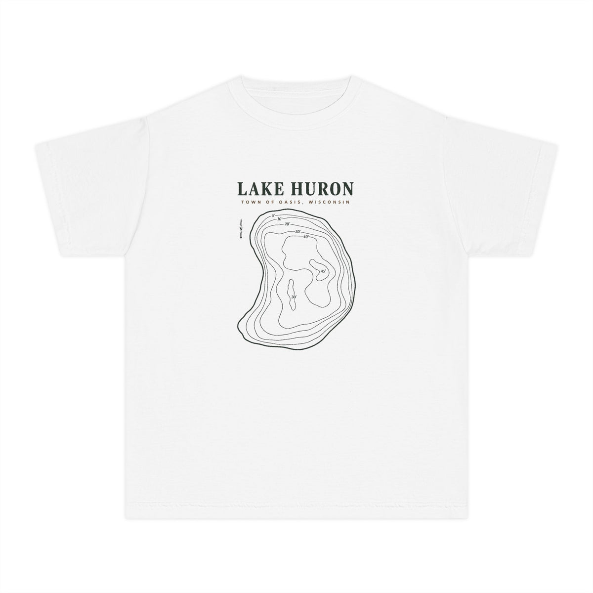 Lake Huron Field Survey Kids T-Shirt - Town of Oasis, Wisconsin