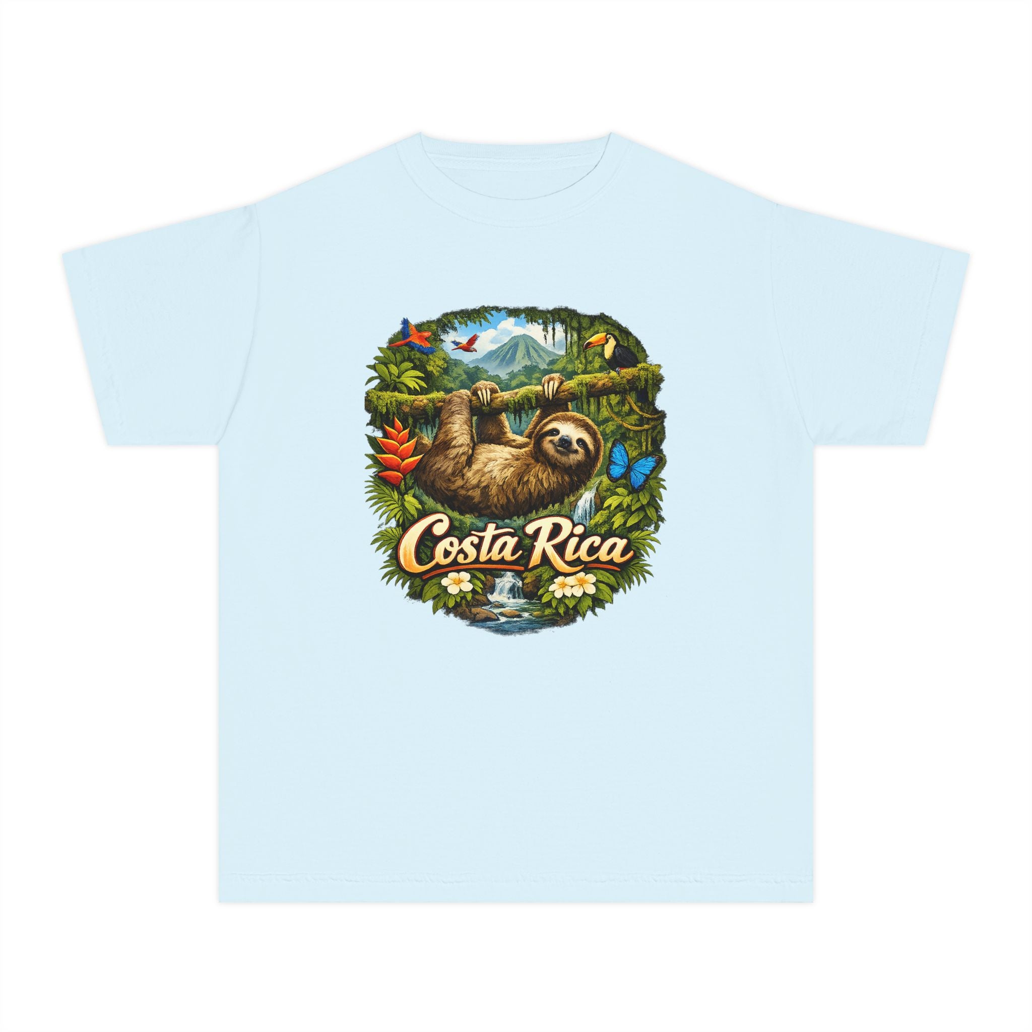 Costa Rica Sloth Youth Tee — Tropical Wildlife Kids T-Shirt