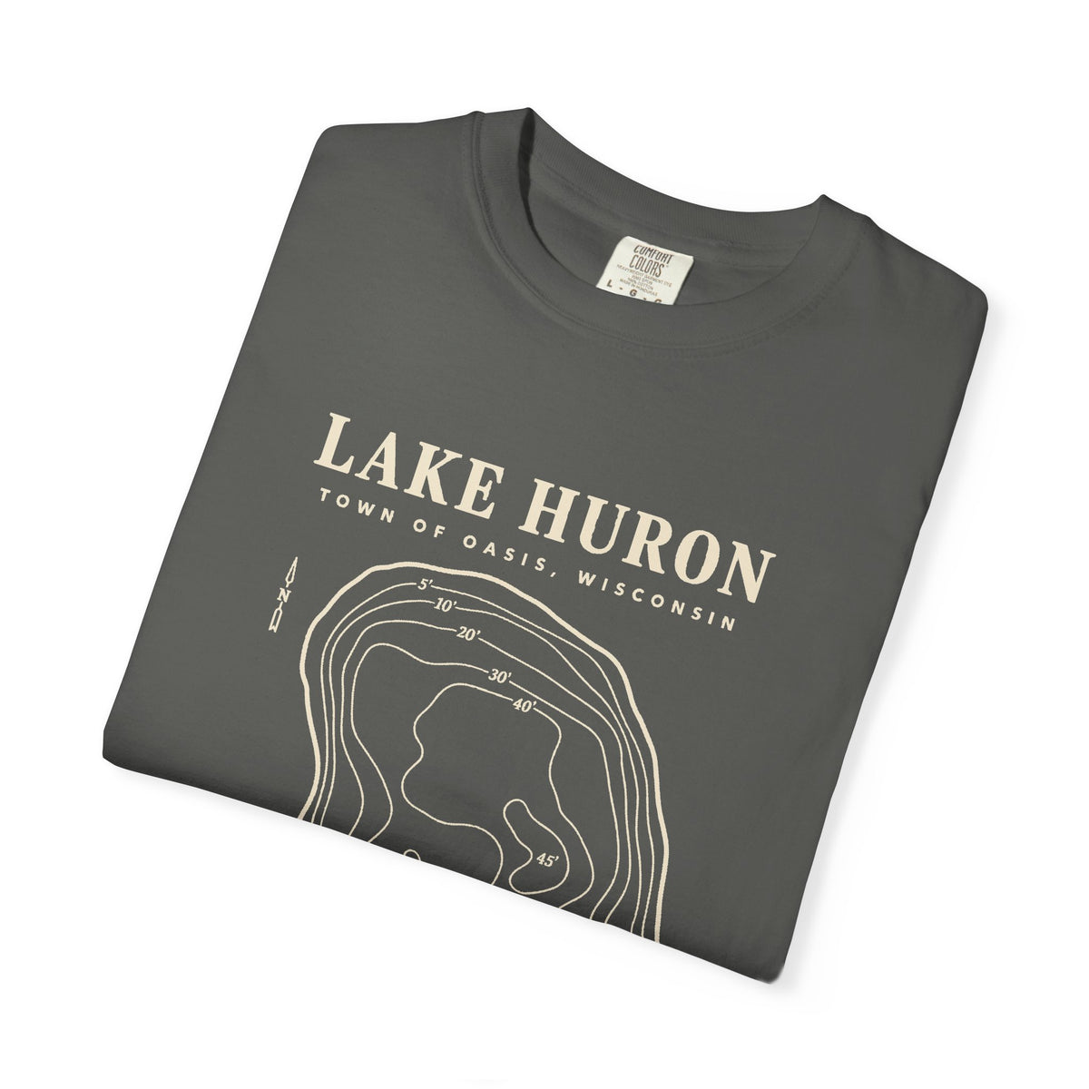 Lake Huron Field Survey Adult T-Shirt - Town of Oasis, Wisconsin