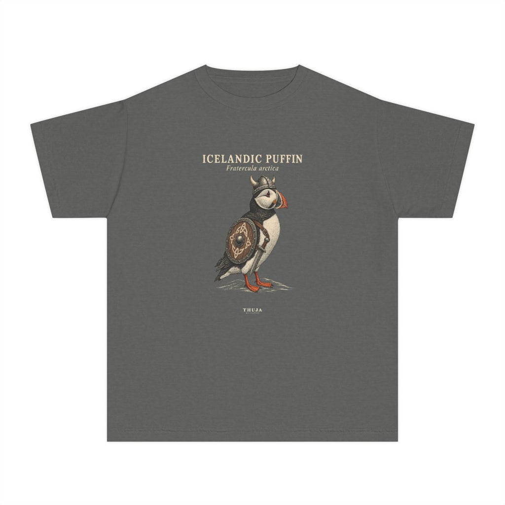 Pepper Comfort Colors 9018 Kids Icelandic Puffin Field Plate T-Shirt front print of an Icelandic Puffin field plate
