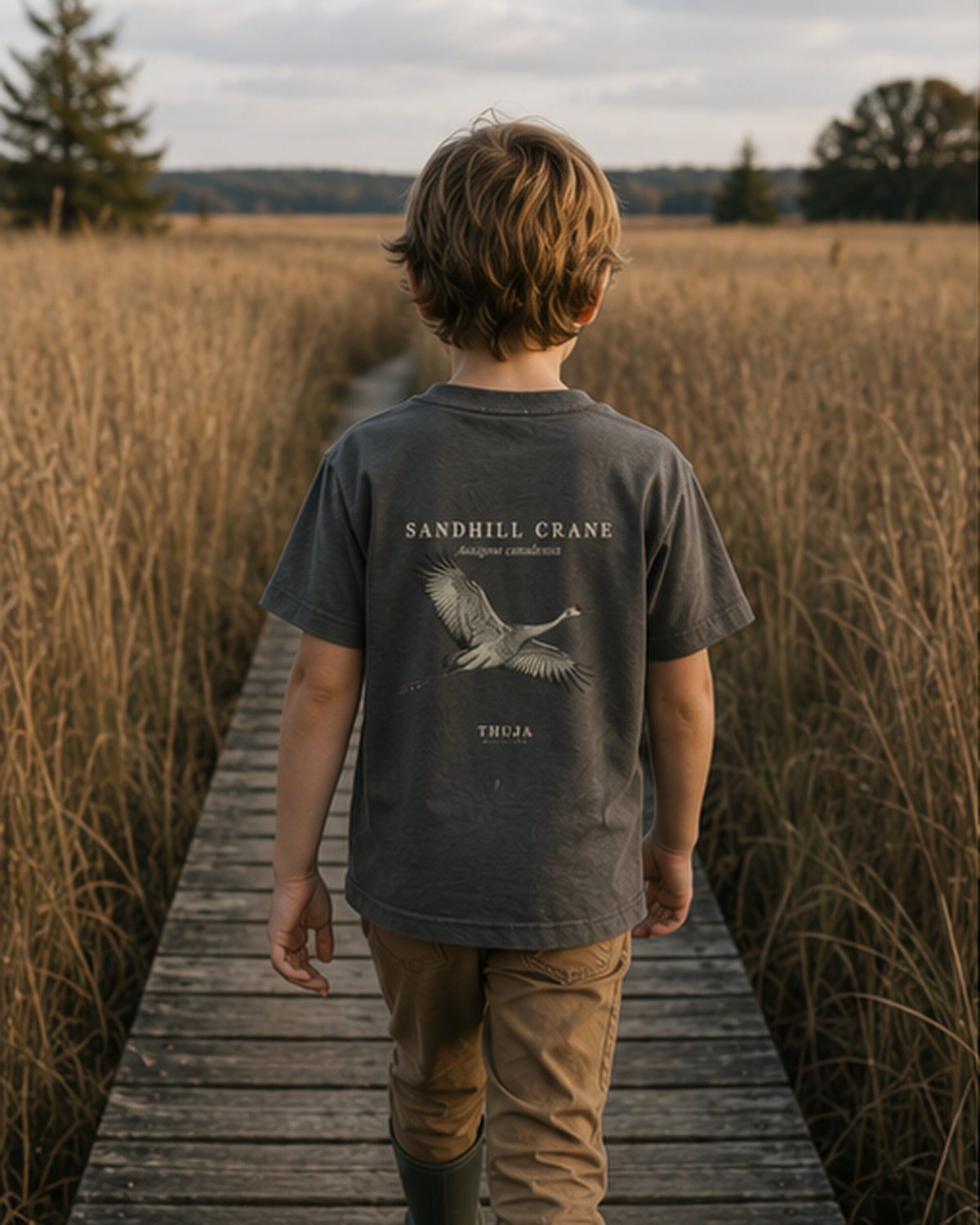 Kids Sandhill Crane Field Plate T-Shirt - Thuja Outfitters