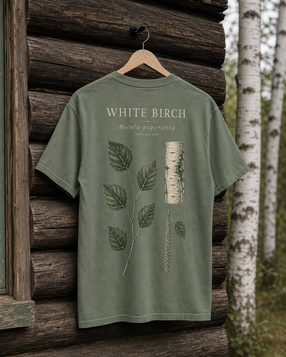 White Birch Botanical T-Shirt — Thuja Outfitters Field Plate